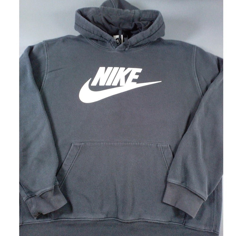 Vintage 90s Nike White Tag Center Swoosh Hoodie Mens XL Black Pullover Fleece